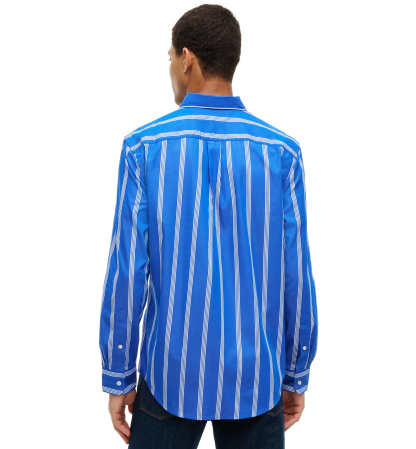 Tommy Hilfiger Men's Poplin Ground Stripe Relaxed-Fit Shirt - Regal Blue/Multistripe