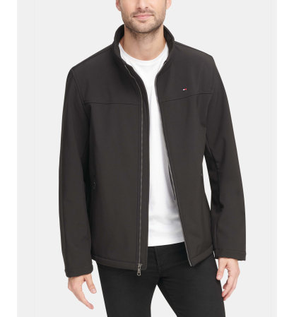 Tommy Hilfiger Men's Soft-Shell Classic Zip-Front Jacket - Black