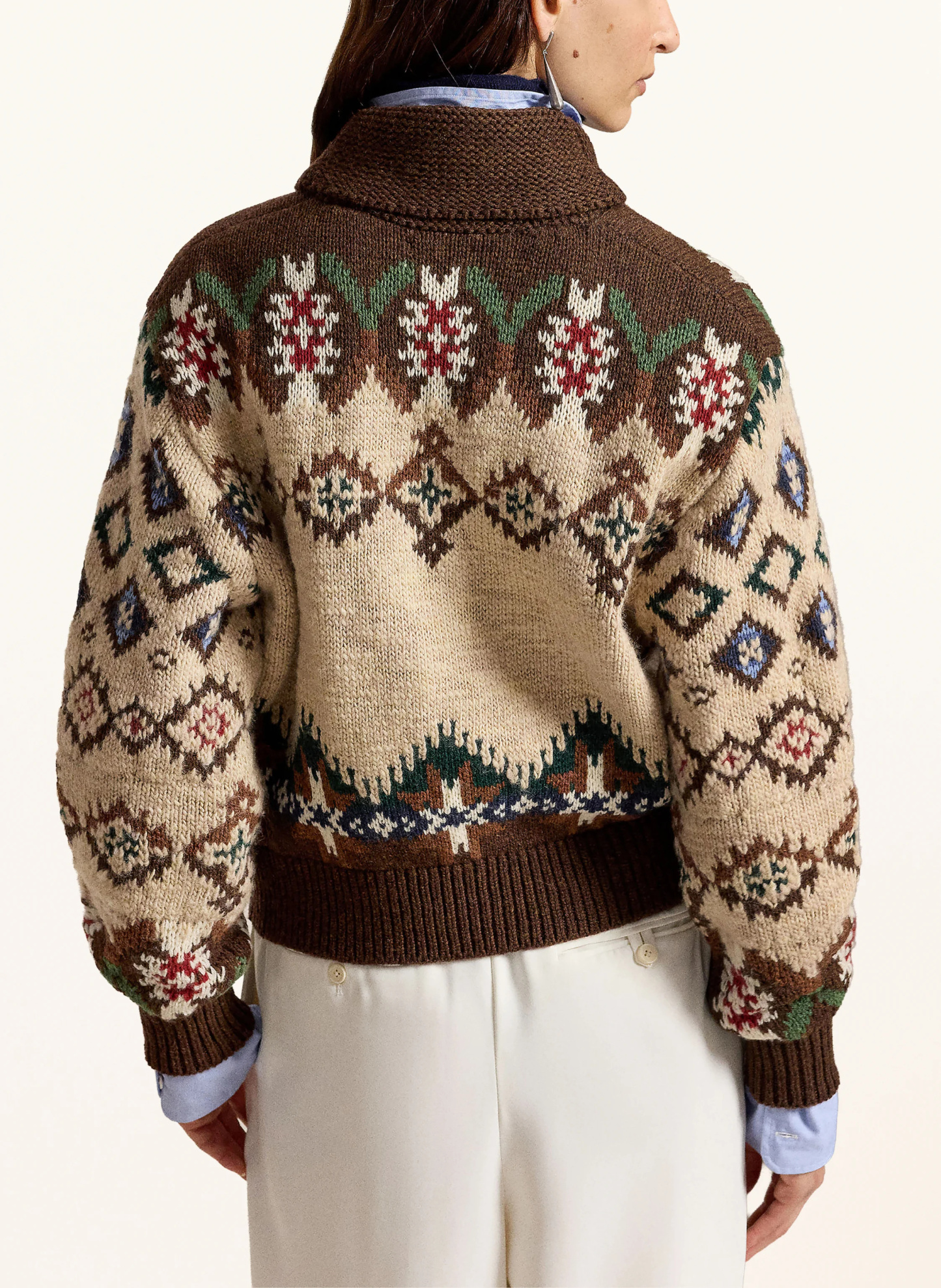 POLO RALPH LAUREN Strickjacke – DUNKELBRAUN / BEIGE / DUNKELROT