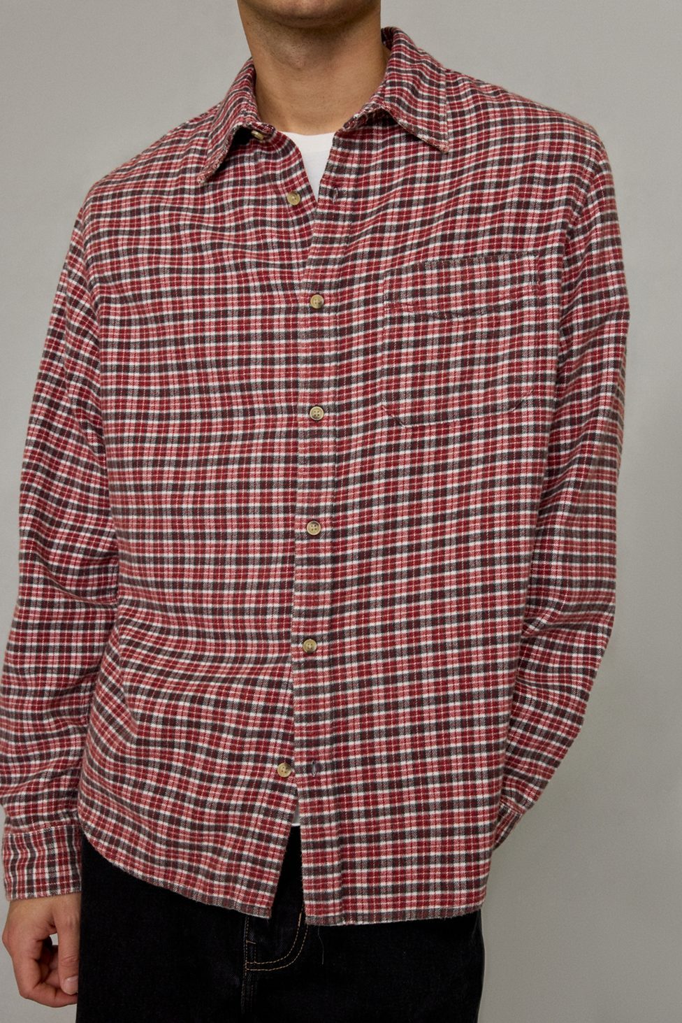 BDG Baggy Flannel Long Sleeve Shirt - Red