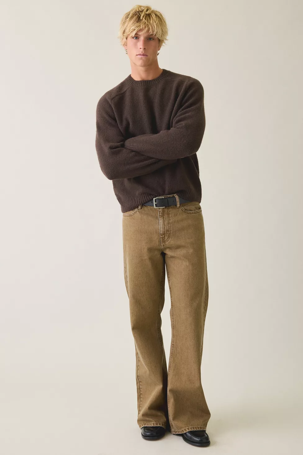 UO Core Crew Ultra-Soft Yarn Crew Neck Sweater - Brown