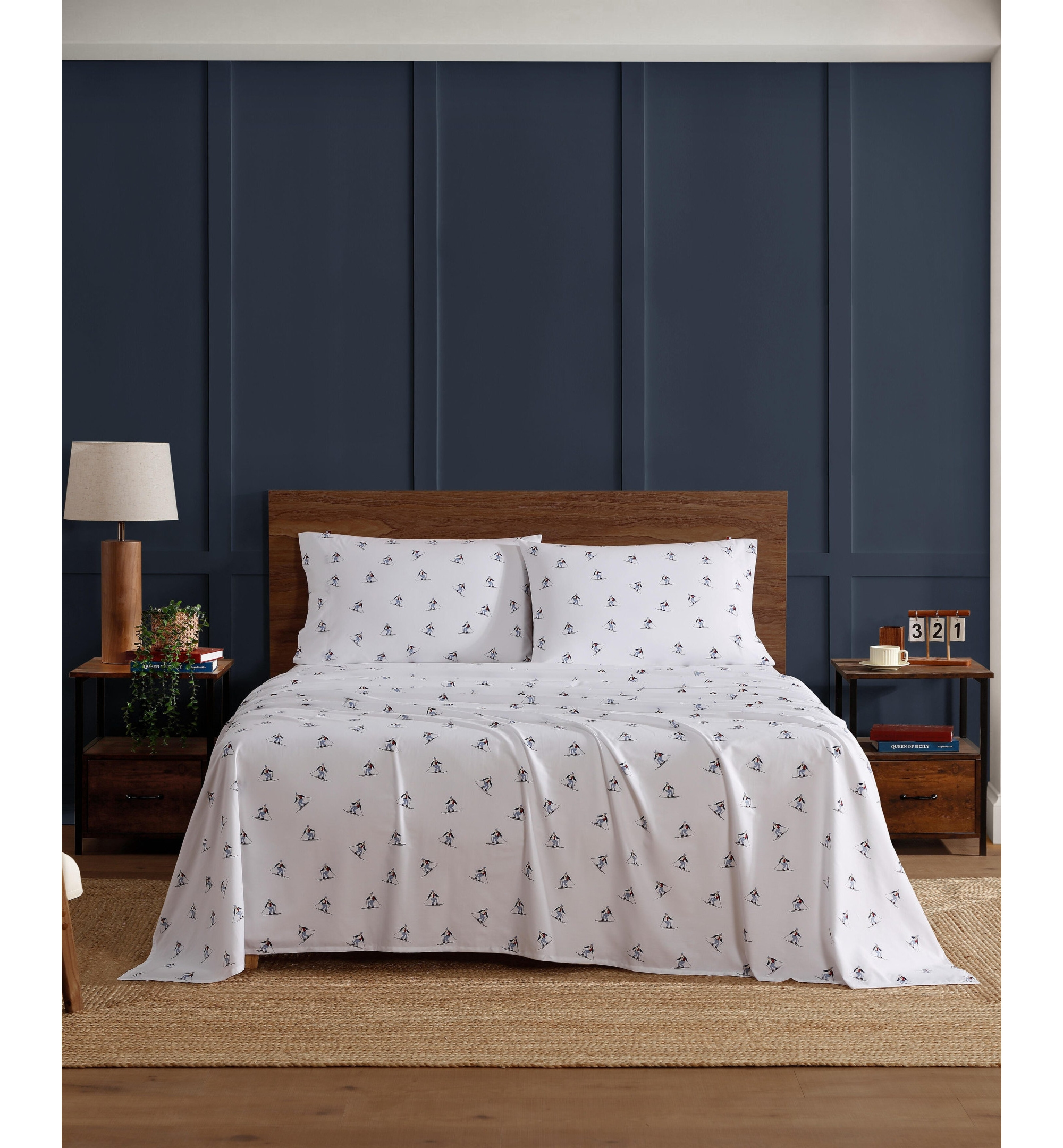 Tommy Hilfiger Printed 200-Thread Count Cotton Percale Sheet Set - Aspen Ski Slopes