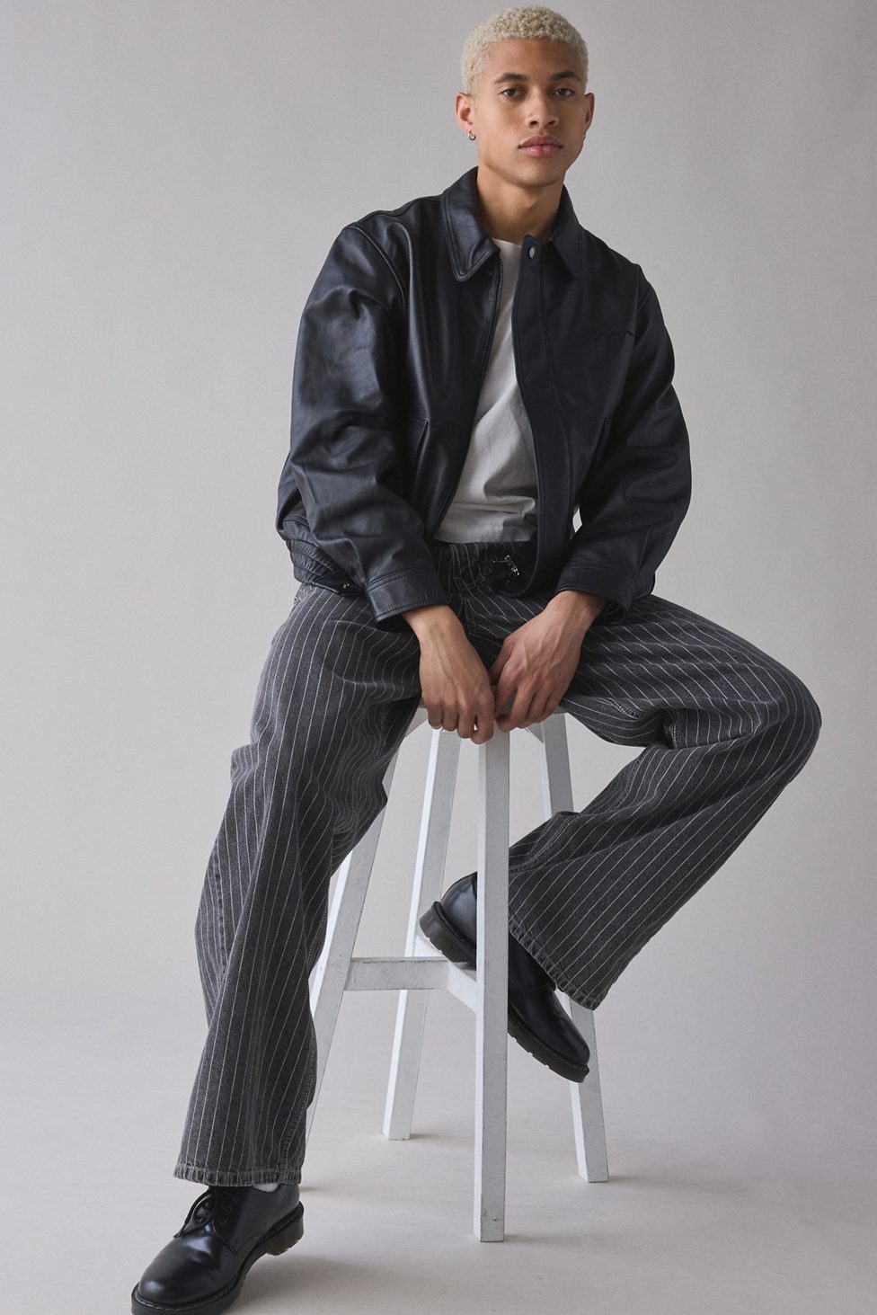 BDG Nitro Pinstripe Baggy Fit Jeans - Black Pinstripe