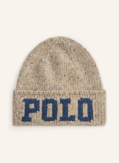 POLO RALPH LAUREN Mütze – BEIGE / BLAUGRAU