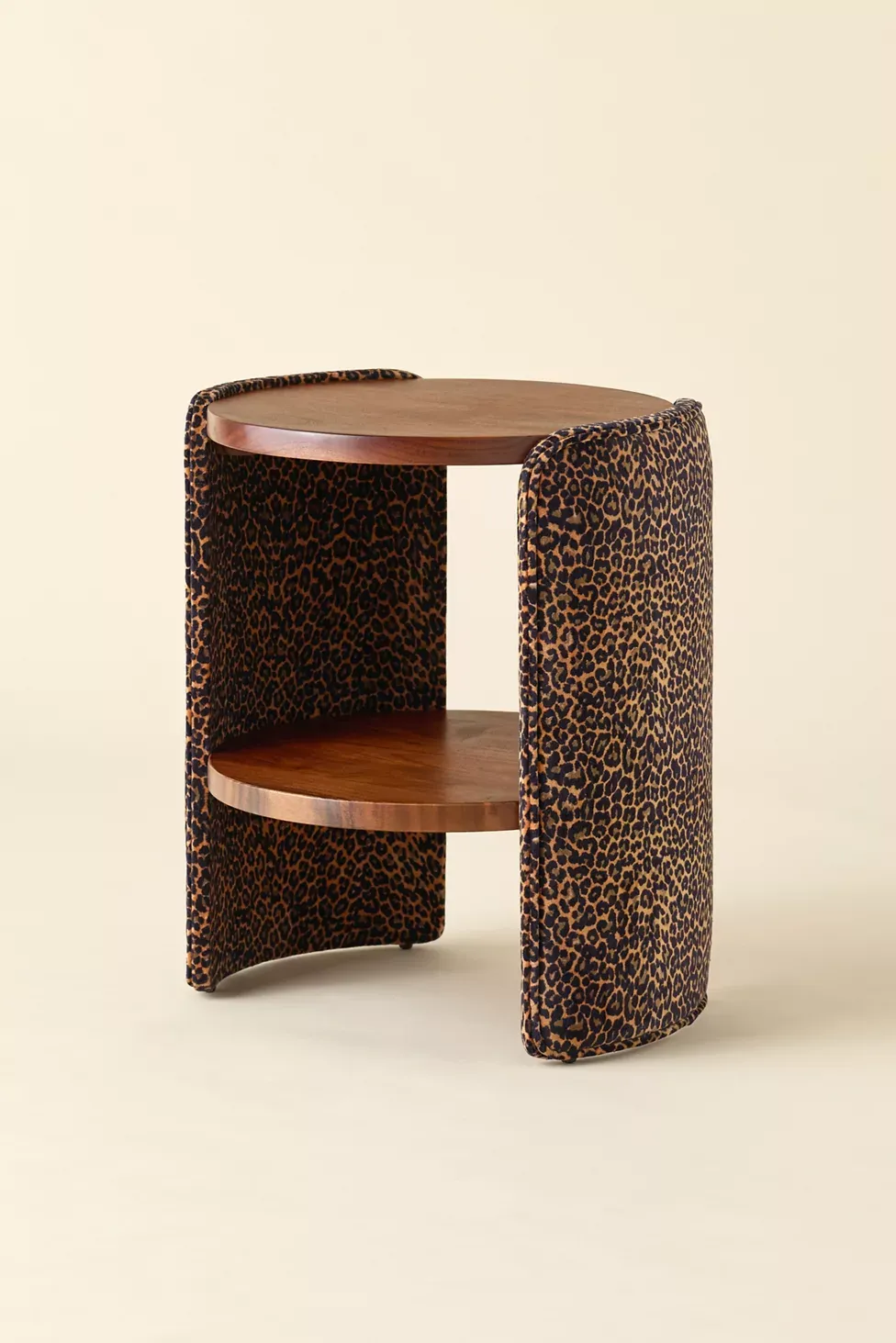 Jane Round Upholstered Storage Nightstand - Leopard