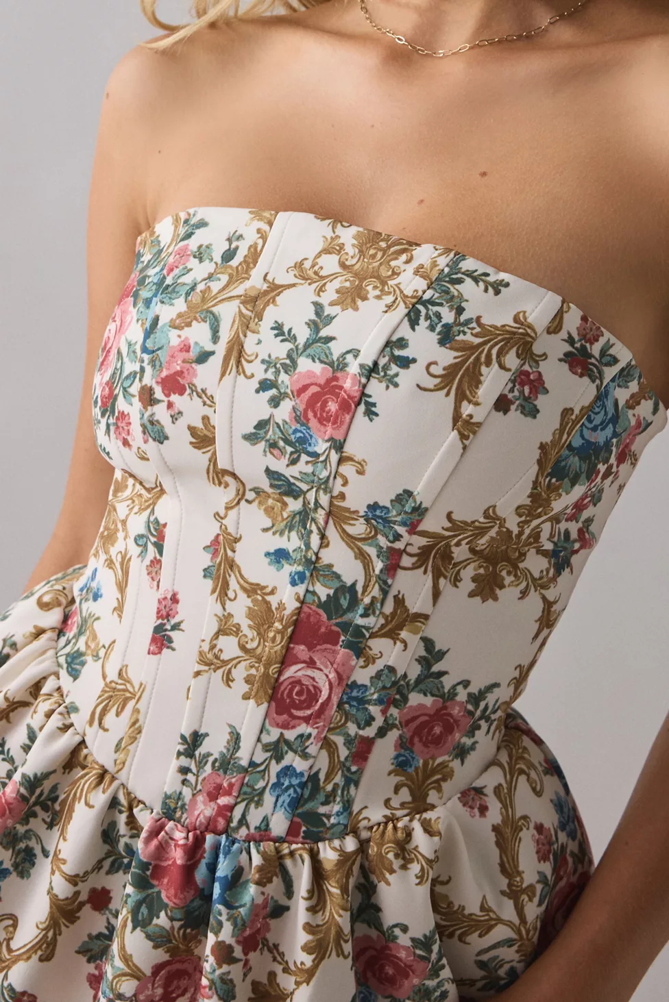 Kimchi Blue Sugar Plum Strapless Corset Mini Dress - Neutral Multi