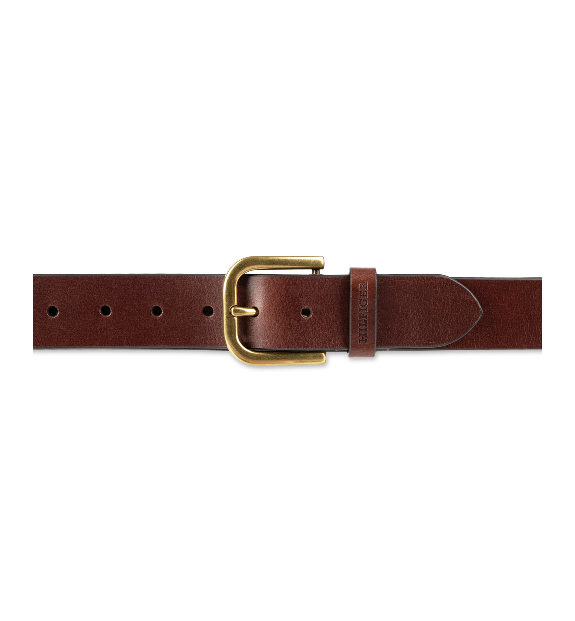 38MM Tommy Hilfiger Men's Genuine Leather Raw Edge Casual Jean Belt - Chocolate