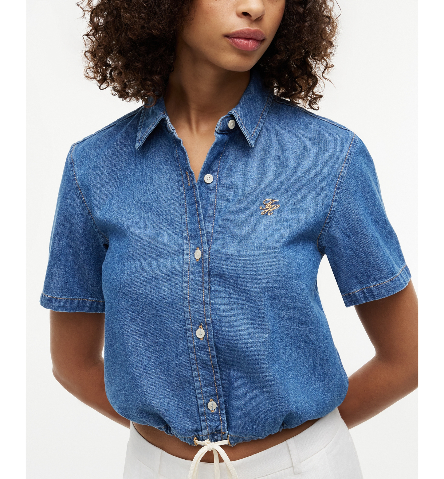 Tommy Hilfiger Women's Cotton-Blend Short-Sleeve Shirt - Mia