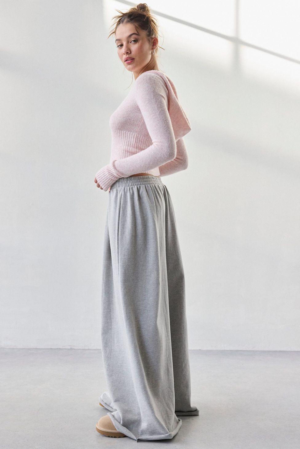 Out From Under Lived In Extreme Wide Leg Sweatpants - Light Grey