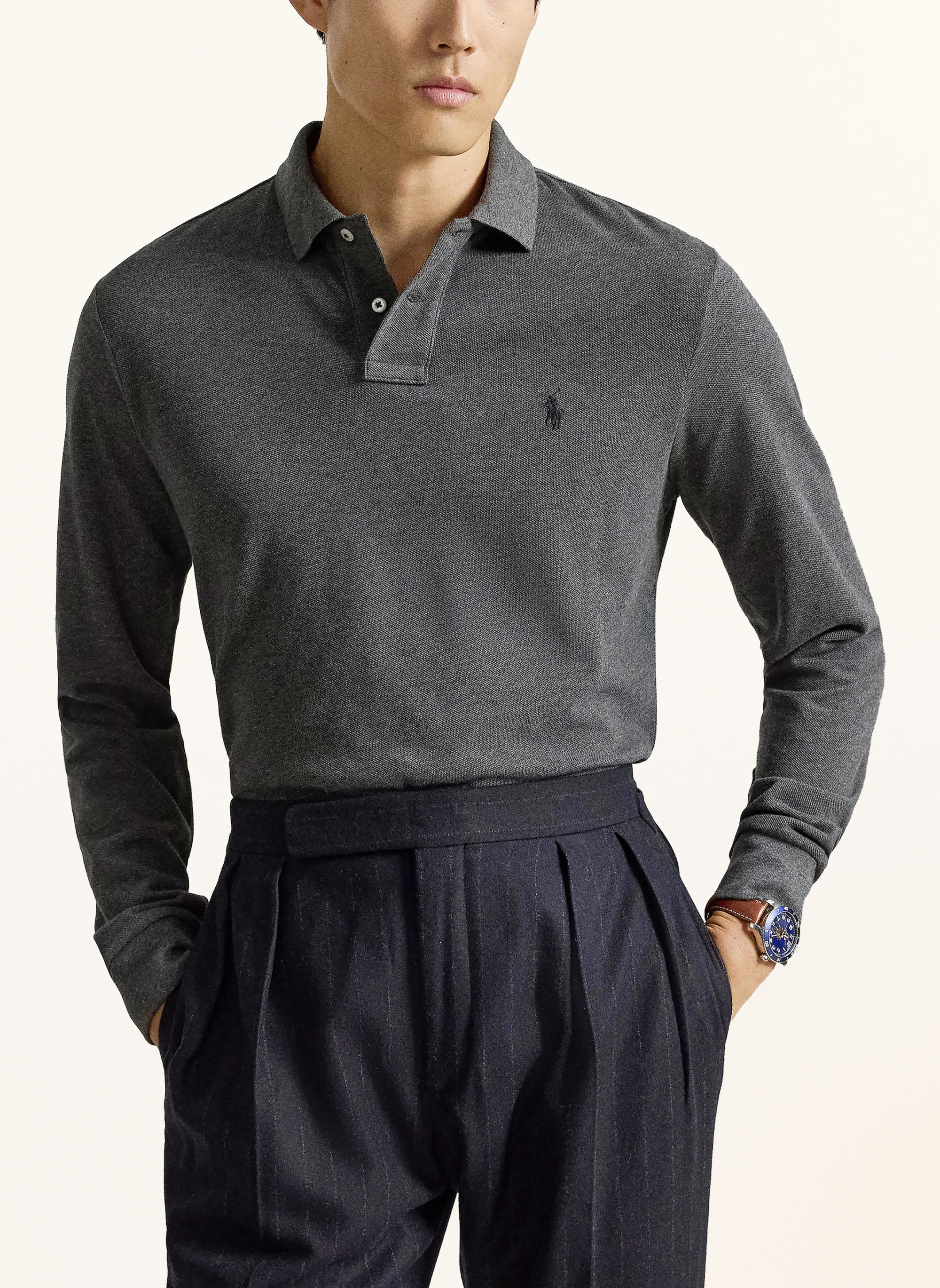 POLO RALPH LAUREN Piqué-Poloshirt Custom Slim Fit – DUNKELGRAU