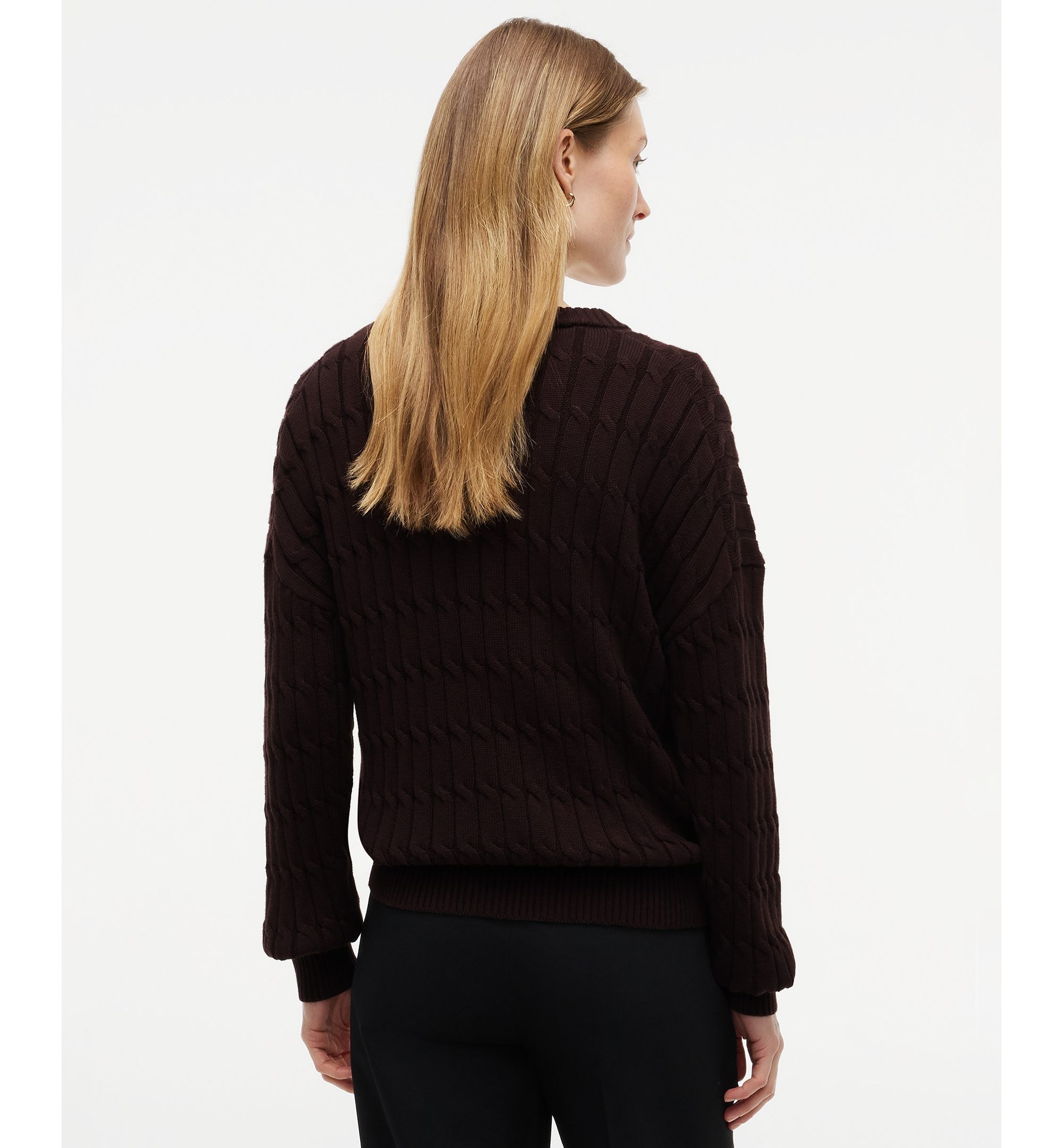 Tommy Hilfiger Women's Cable-Knit Crewneck Sweater - Chocolate