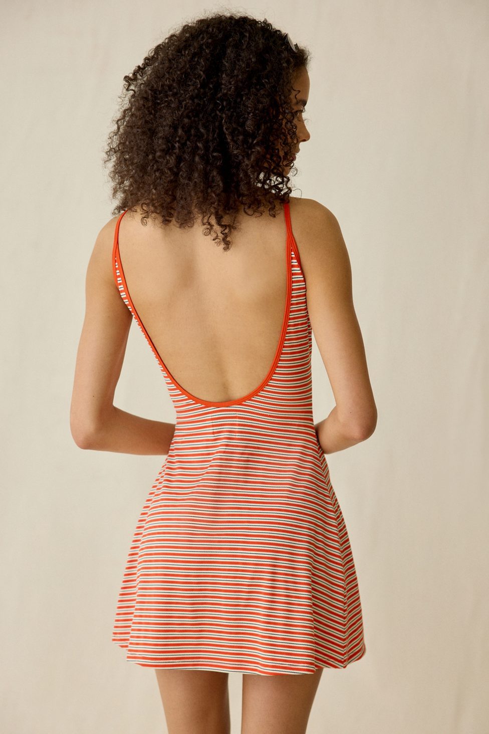 BDG Boardwalk Striped Scoop-Back Tank Mini Dress - Red Stripe