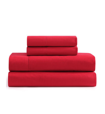 Tommy Hilfiger Solid 200-Thread Count Cotton Percale Sheet Set - Red