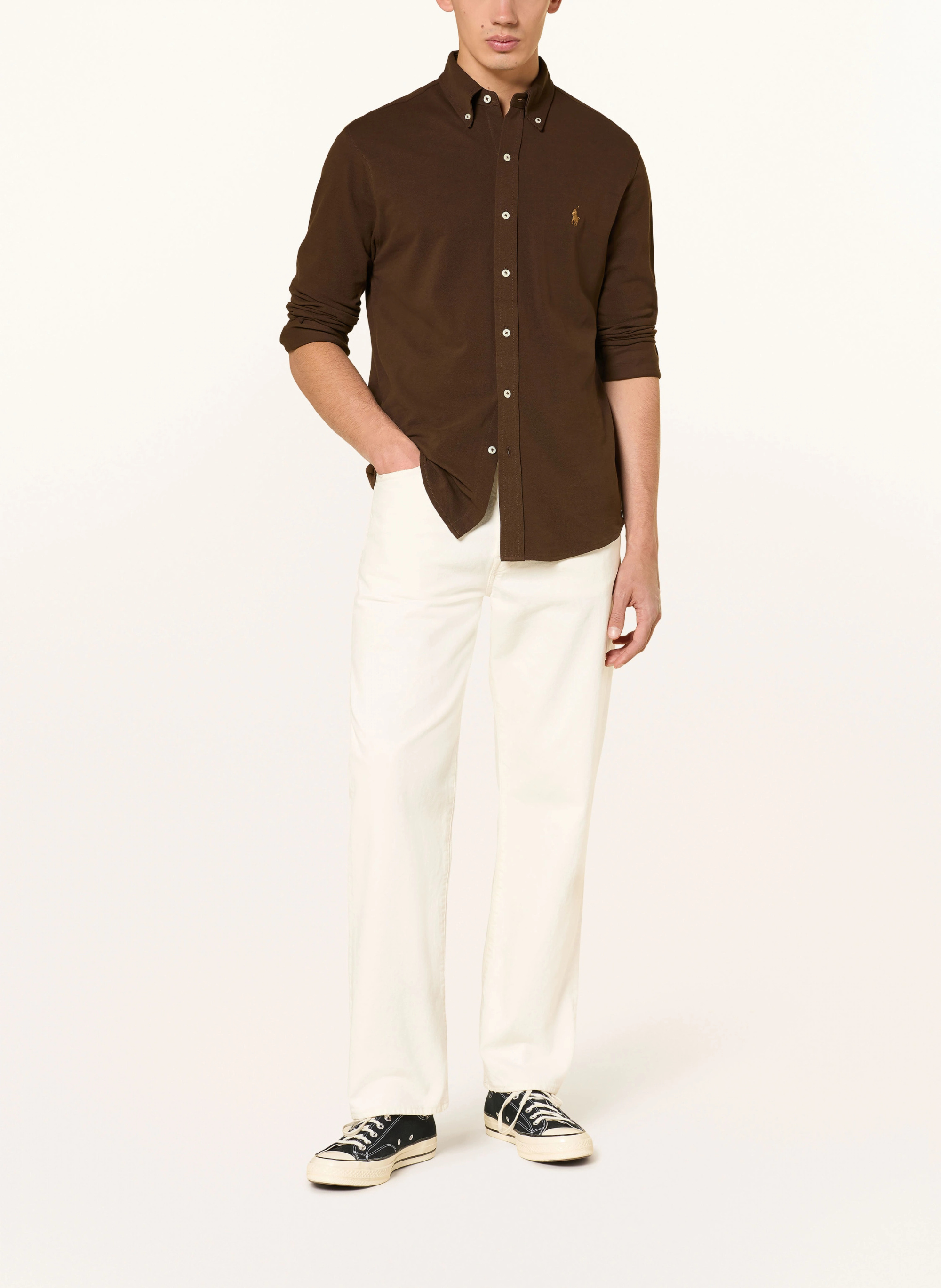 POLO RALPH LAUREN Piqué-Hemd Custom Fit – DUNKELBRAUN
