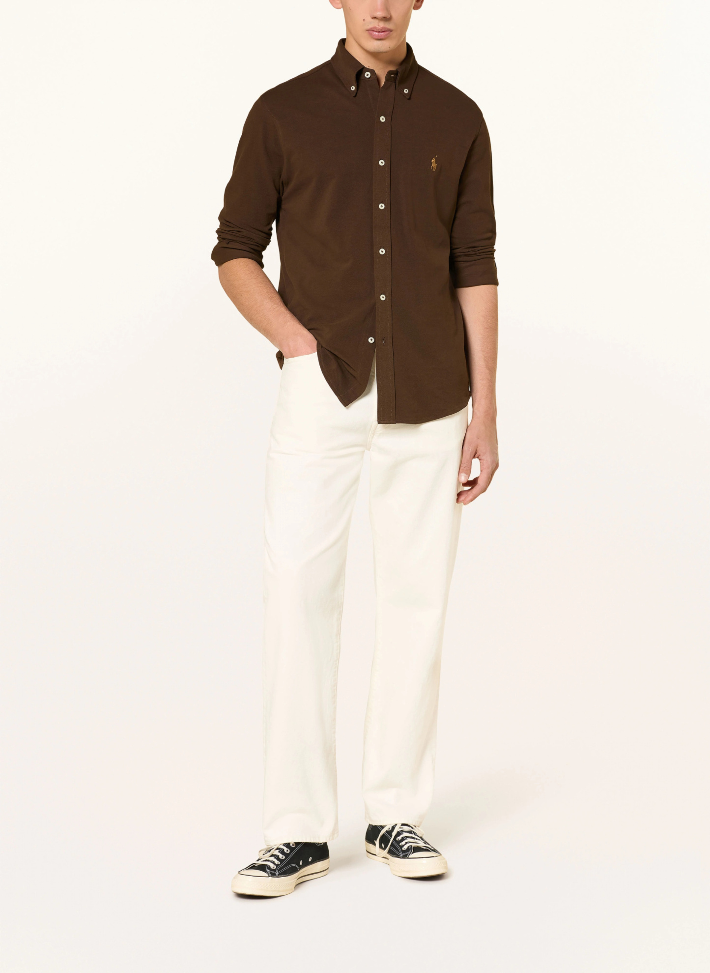 POLO RALPH LAUREN Piqué-Hemd Custom Fit – DUNKELBRAUN