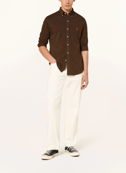 POLO RALPH LAUREN Piqué-Hemd Custom Fit – DUNKELBRAUN