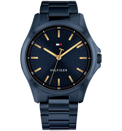 Tommy Hilfiger Men's Quartz Ionic Plated Blue Stainless Steel Bracelet Watch, 42mm - Blue