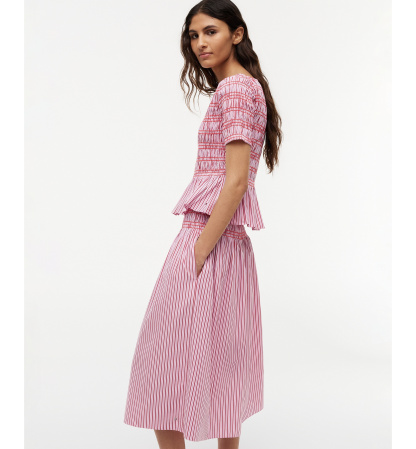 Tommy Hilfiger Women's Cotton Smocked Striped Midi Skirt - Pink Multi Stripe