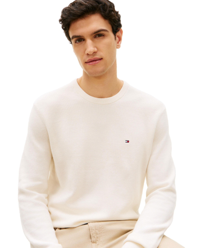 Tommy Hilfiger Men's Essential Texture Cotton Crewneck Sweater - Ivory Petal