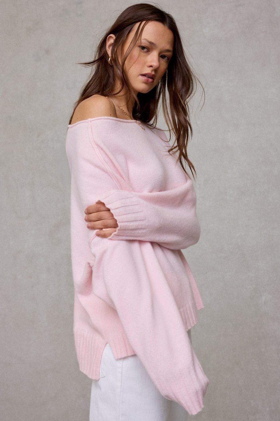Out From Under So Soft Oversized Off-The-Shoulder Sweater - Pink