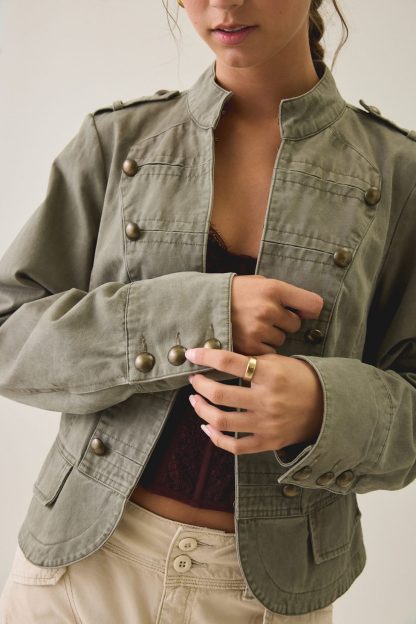 BDG Cate Cotton Band Jacket - Olive