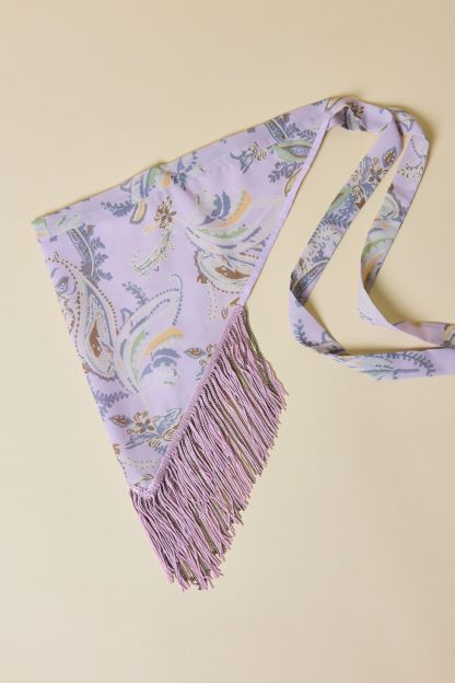 Fringe Trim Triangle Scarf - Lilac