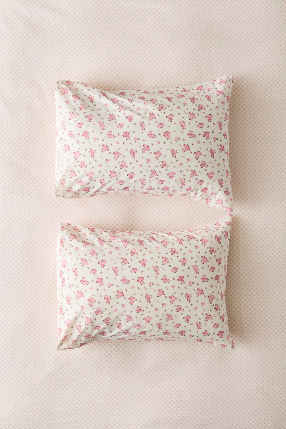 Maise Floral Patterned Reversible Sham Set - Pink Flora/Polka Dot