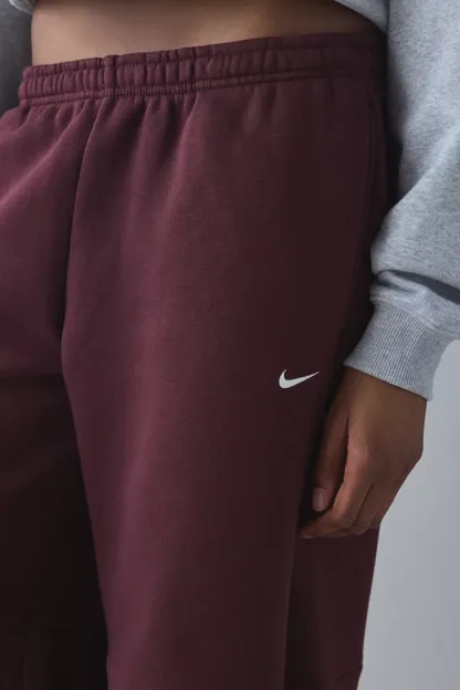 Nike Sportswear Phoenix Fleece Loose Mid-Rise Barrel Pants - Burgundy Crush/ Sail