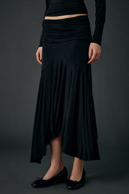 Kimchi Blue Jessica Asymmetric Low-Rise Midi Skirt - Black