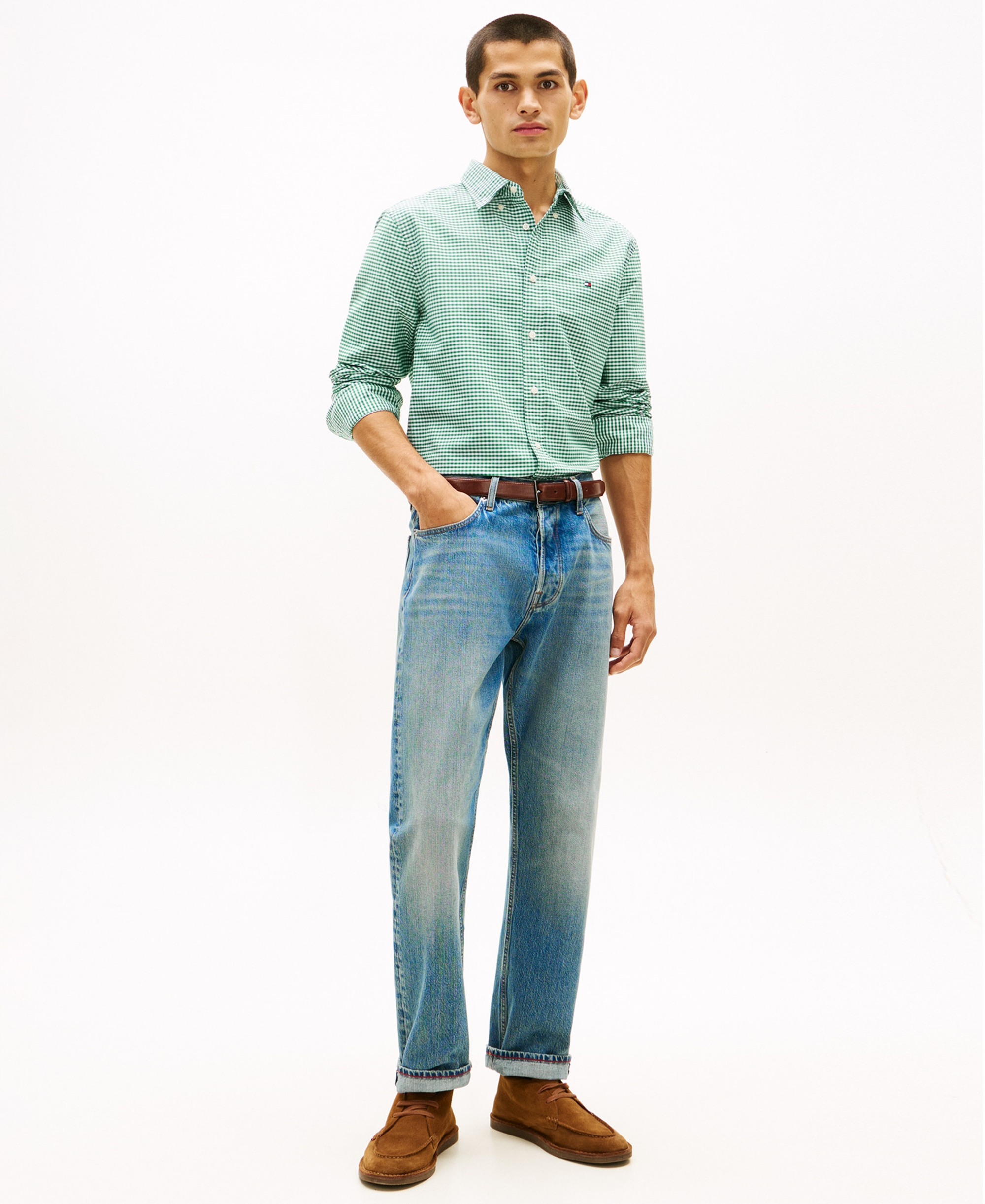 Tommy Hilfiger Men's Heritage Oxford Long-Sleeve Gingham Shirt - Small Nouveau Green/Check