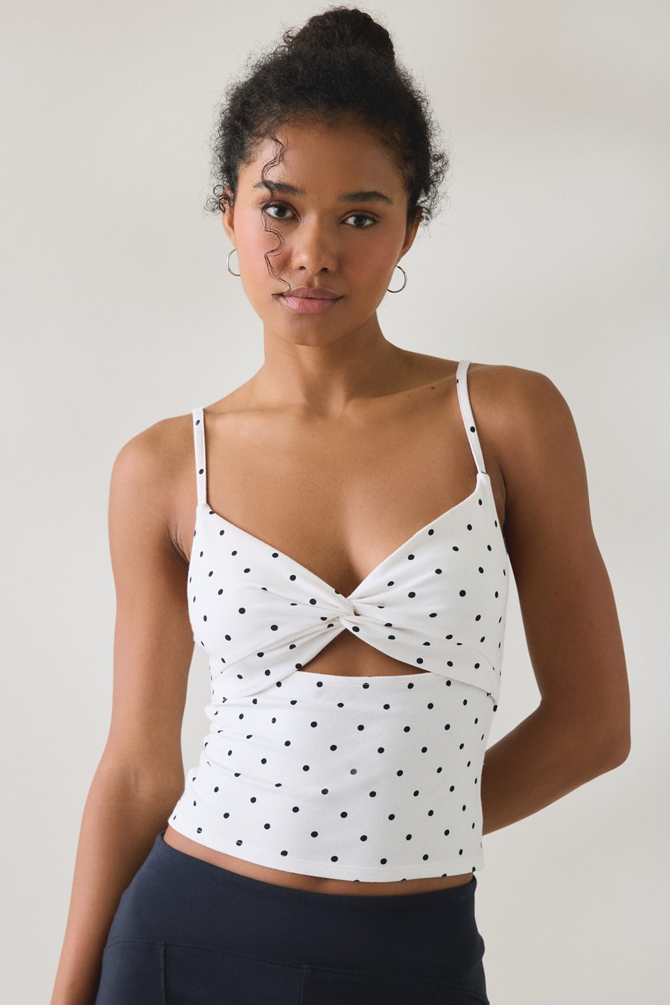 Out From Under Bec Twist-Front Cropped Cami - Black + White