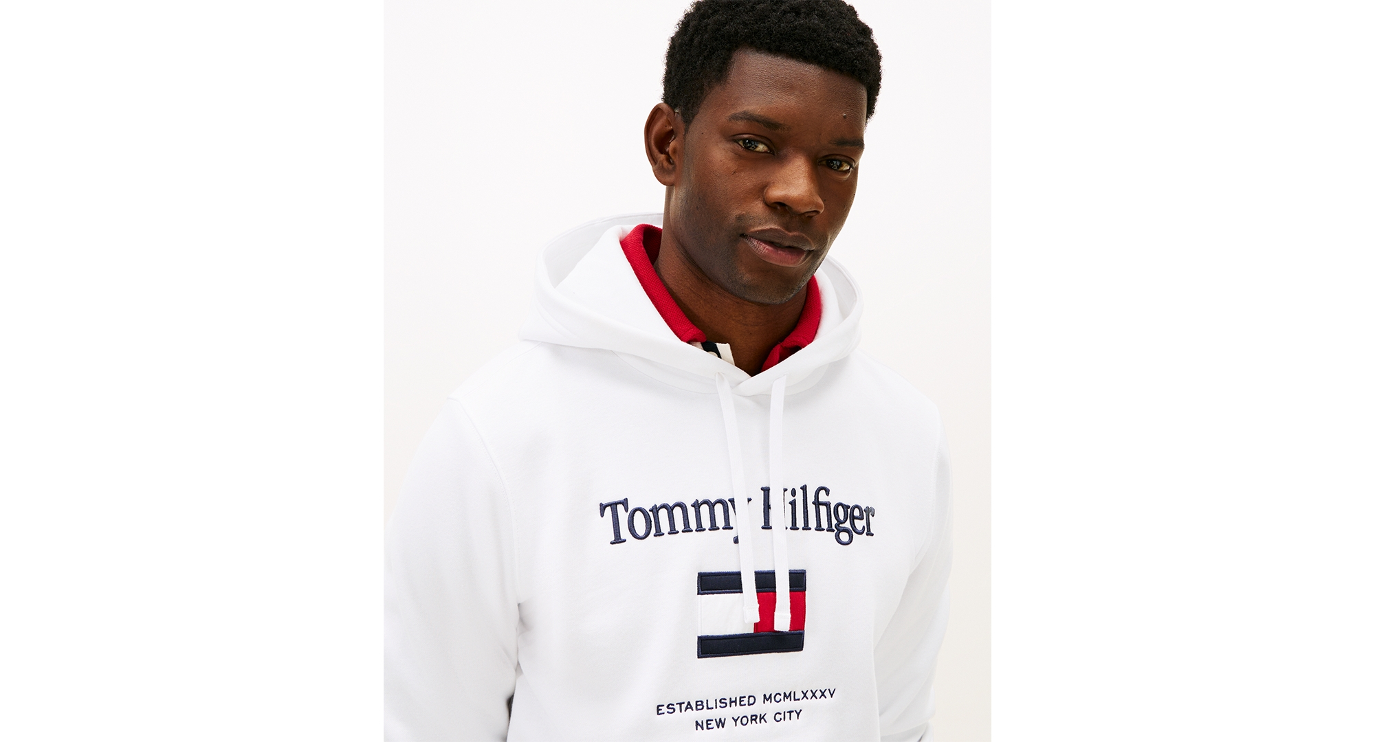 Tommy Hilfiger Men's Embroidered Flag Hoodie - White