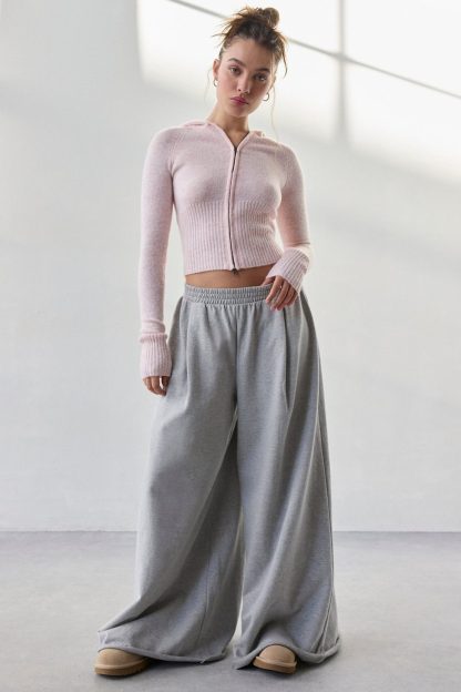 Out From Under Lived In Extreme Wide Leg Sweatpants - Light Grey