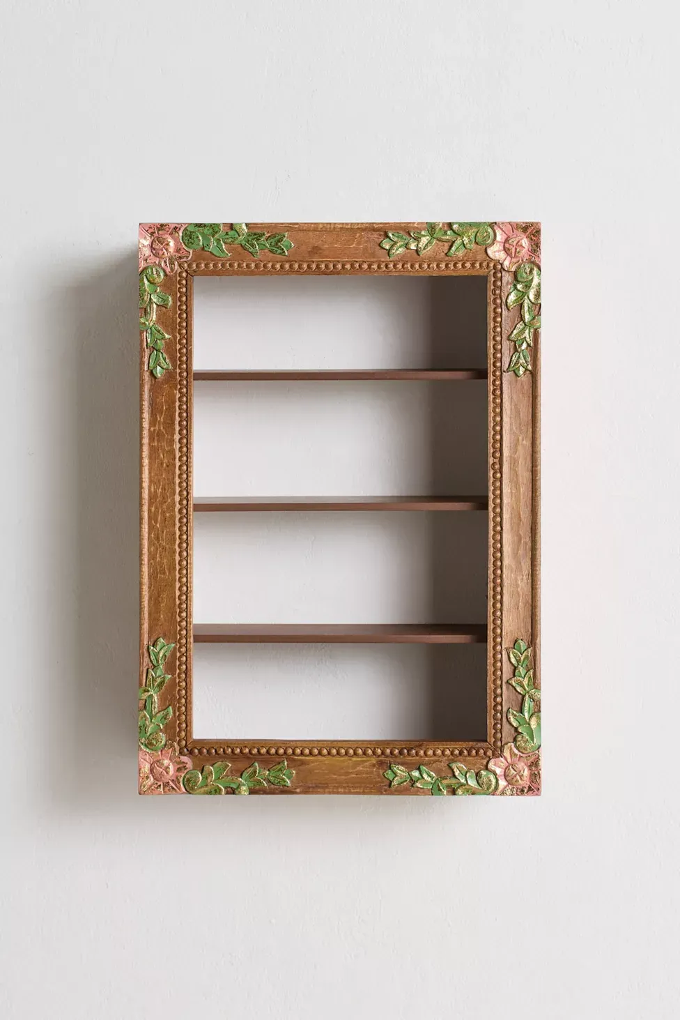 Florence Floral Gilded Figurine Wall Shelf - Brown Multi