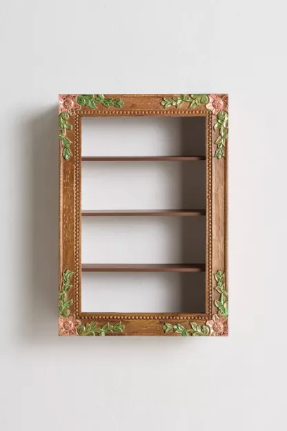 Florence Floral Gilded Figurine Wall Shelf - Brown Multi