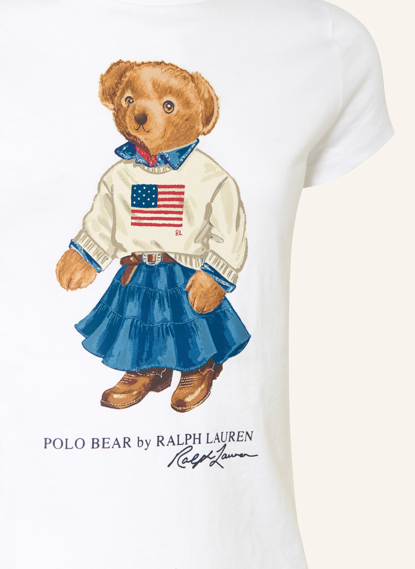 POLO RALPH LAUREN T-Shirt – WEISS / BRAUN / BLAU