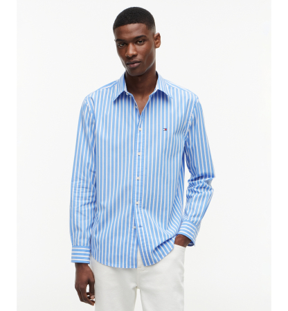 Tommy Hilfiger Regular-Fit Men's Flex Poplin Stripe Shirt - Blue Spell / Stripe