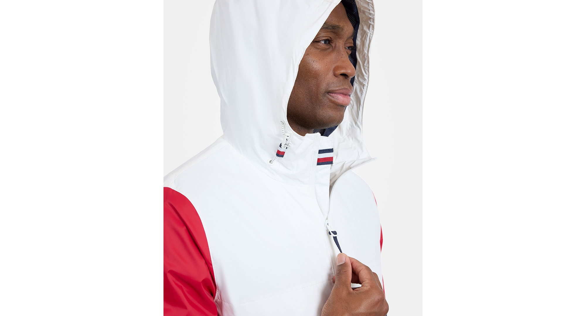 Tommy Hilfiger Men's Hooded Windbreaker Jacket - Navy/White/Red