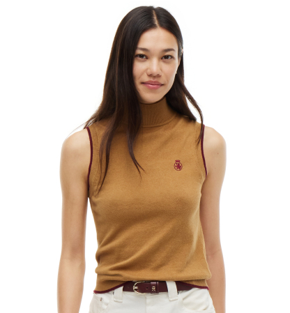 Tommy Hilfiger Women's American Icons Sleeveless Turtleneck Cotton/Cashmere-Blend Vest, Macy's Exclusive - Sahara