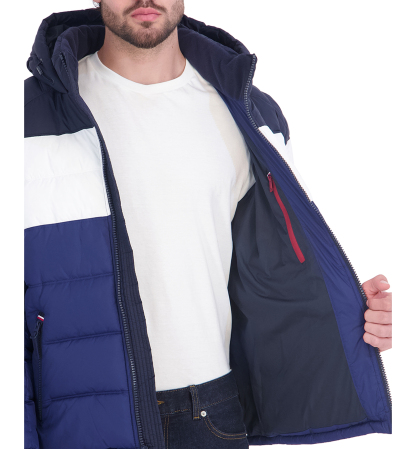 Tommy Hilfiger Men's Hooded Puffer Jacket - Royal Blue Colorblock