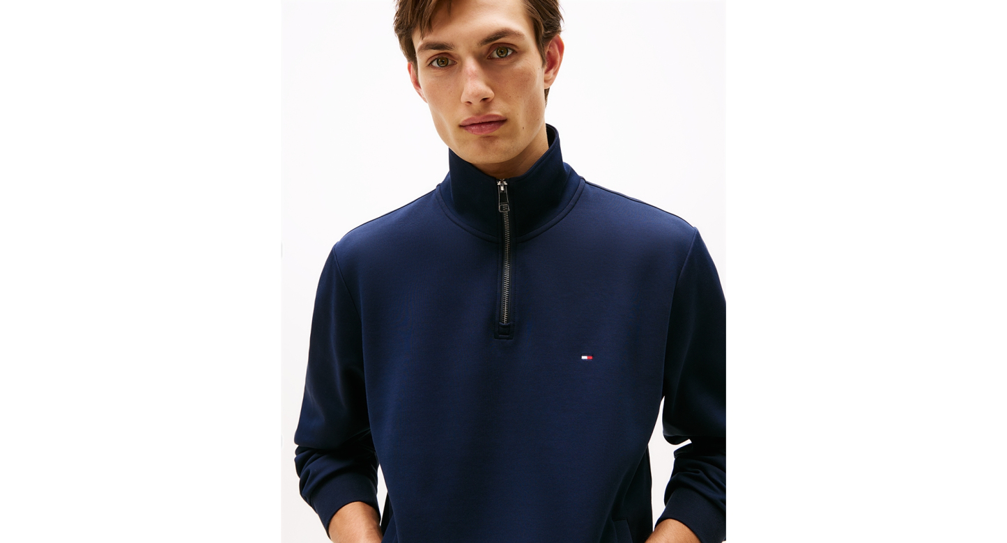 Tommy Hilfiger Men's Essential Intechno Knit Regular-Fit Quarter-Zip Sweatshirt - Desert Sky