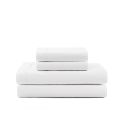 Tommy Hilfiger Solid 200-Thread Count Hem Stripe Cotton Percale Sheet Set - White