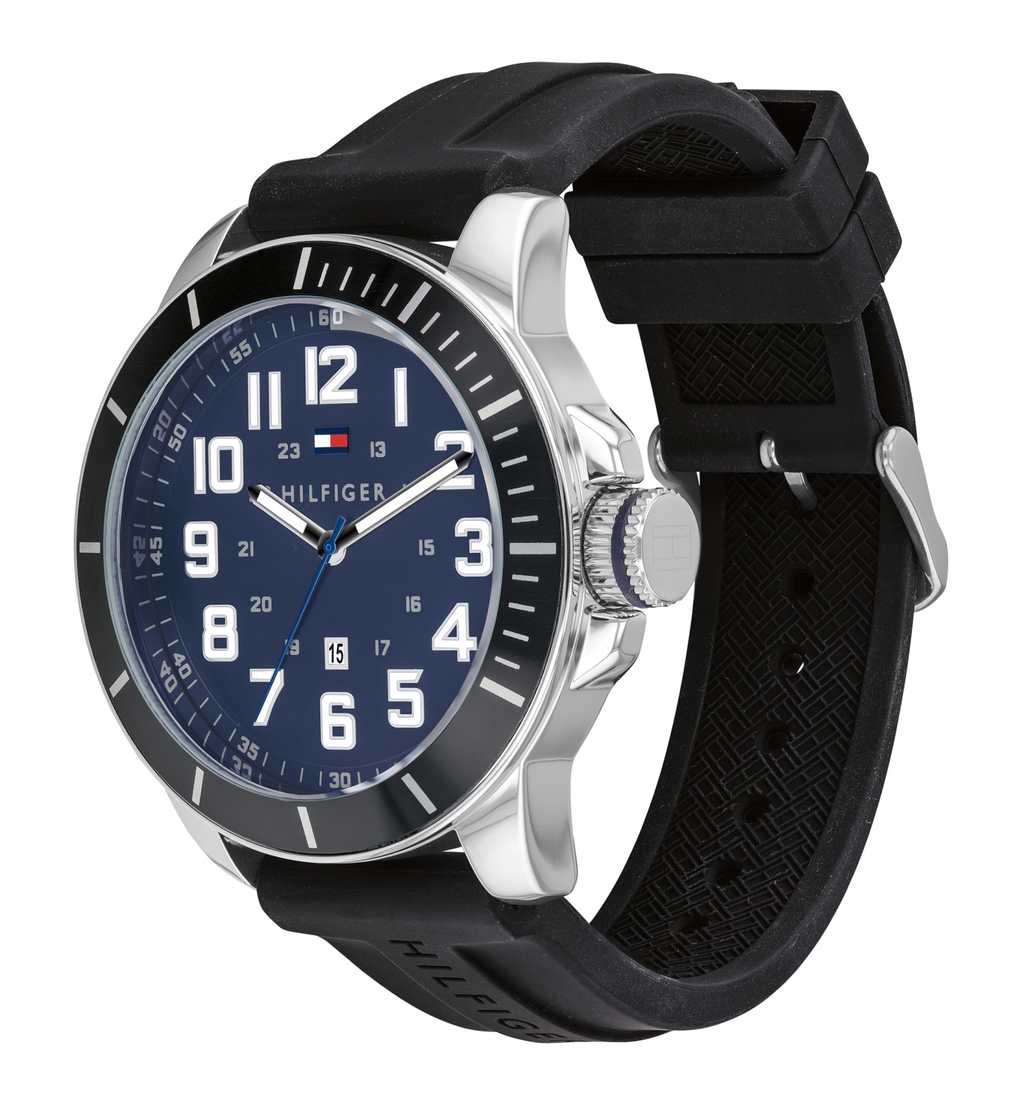 Tommy Hilfiger Men's Black Silicone Strap Watch 44mm, Created for Macy's - Black