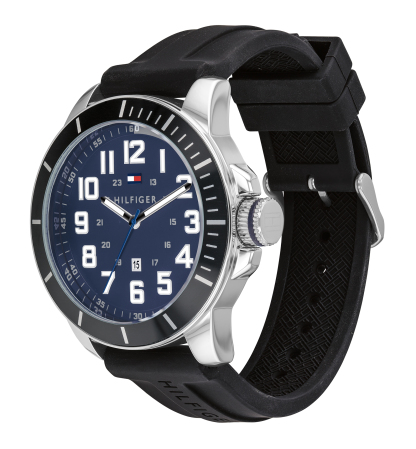 Tommy Hilfiger Men's Black Silicone Strap Watch 44mm, Created for Macy's - Black