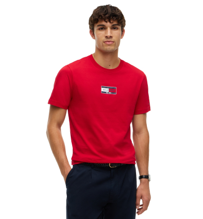 Tommy Hilfiger Men's Brand Love Small Flag T-Shirt - Medium Red