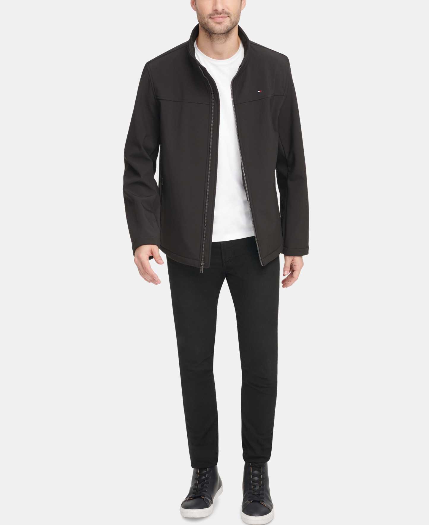 Tommy Hilfiger Men's Soft-Shell Classic Zip-Front Jacket - Black