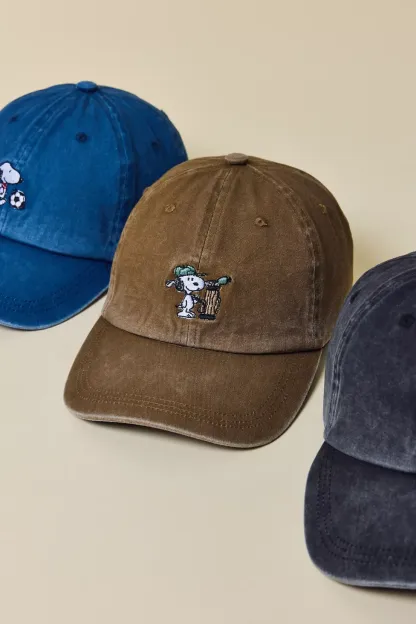 Peanuts Snoopy Embroidered Icon Washed Dad Hat - Bronze