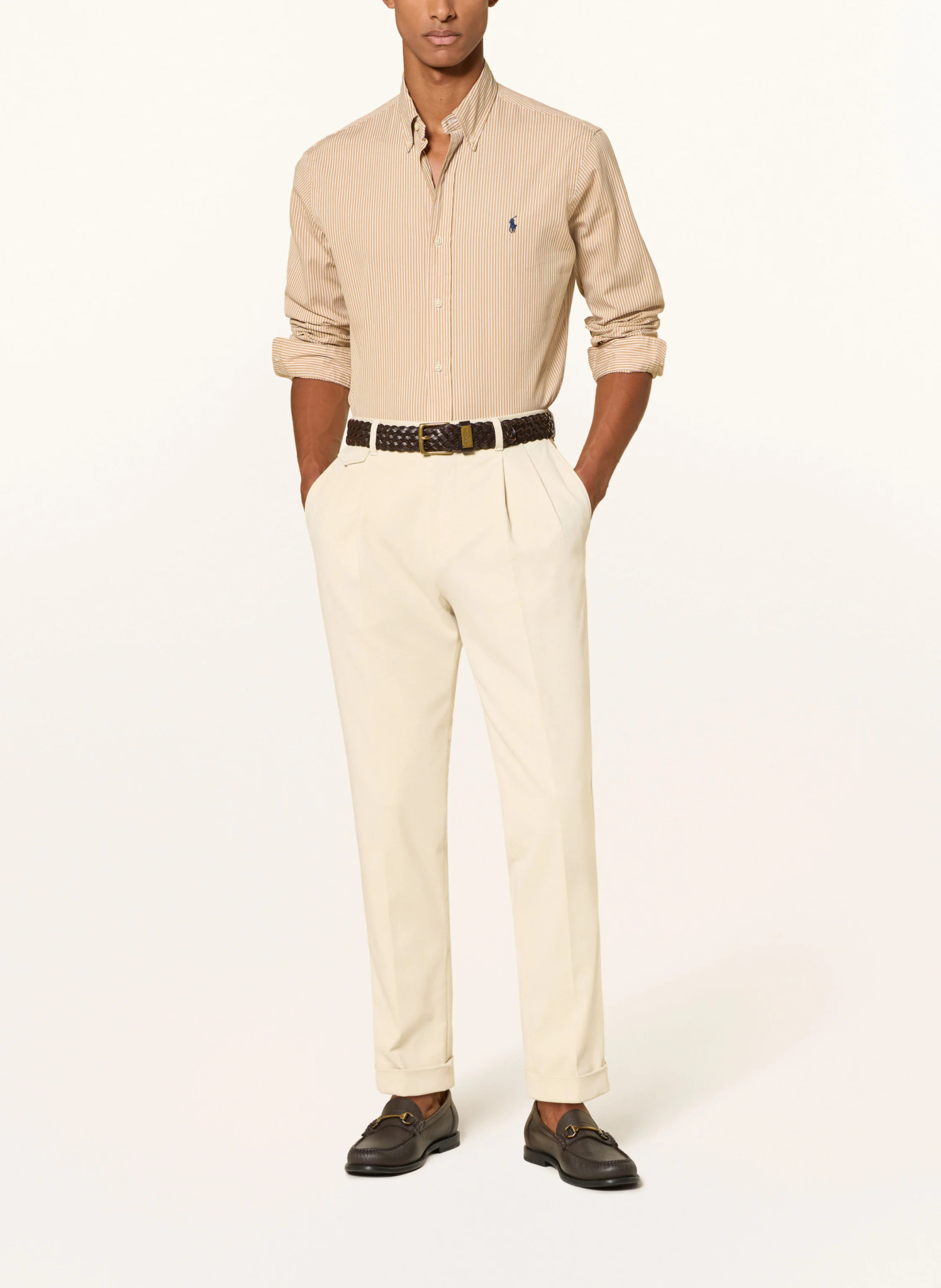 POLO RALPH LAUREN Hemd Custom Fit – CAMEL / WEISS