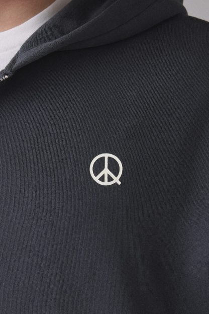 Museum Of Peace & Quiet Wordmark Zip-Up Hoodie Sweatshirt - Black