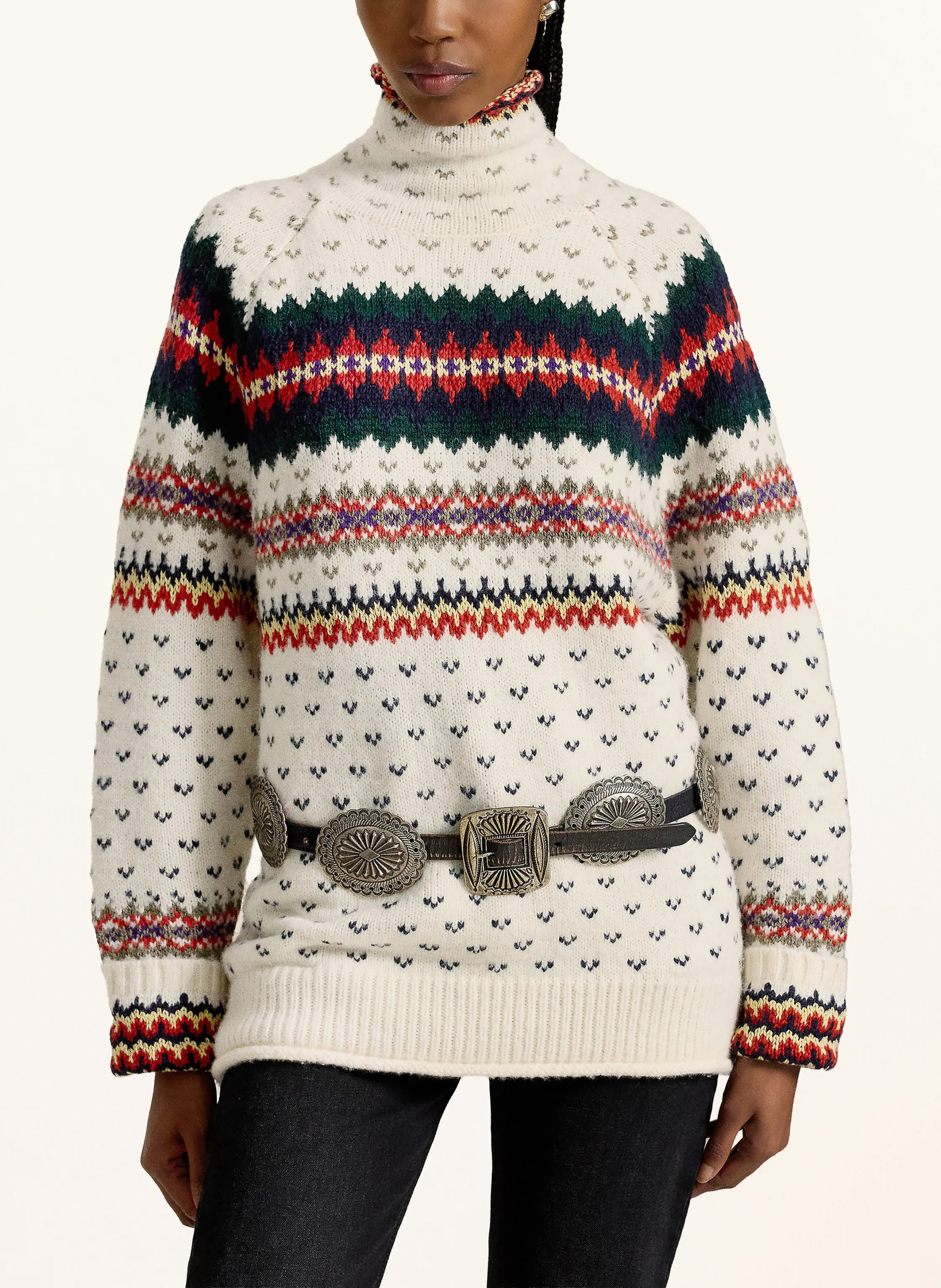 POLO RALPH LAUREN Pullover – CREME / ROT / DUNKELGRÜN